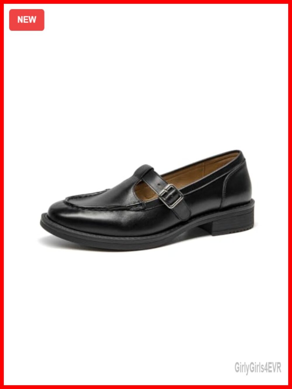 T-Strap Loafers with Calfskin Upper and Non-Slip Rubber Sole